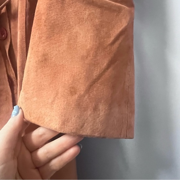 y2k arden b womens brown suede jacket faux fur collar and belted penny lanes - Picture 3 of 13